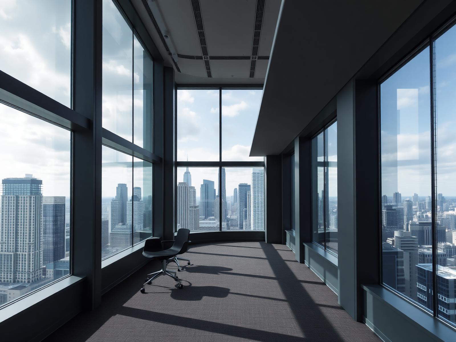 Executive office overlooking financial district